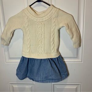 Baby Gap Cable Knit Sweater Dress Denim Skirt Preppy 100% Cotton Size 3 years